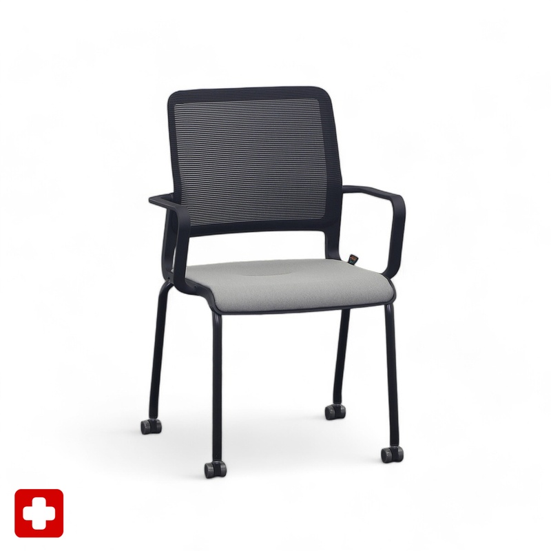 Image of 4-leg chairs Sitag SitagXilium Mesh Gray with fixed armrests, New - Perfect for office and reception