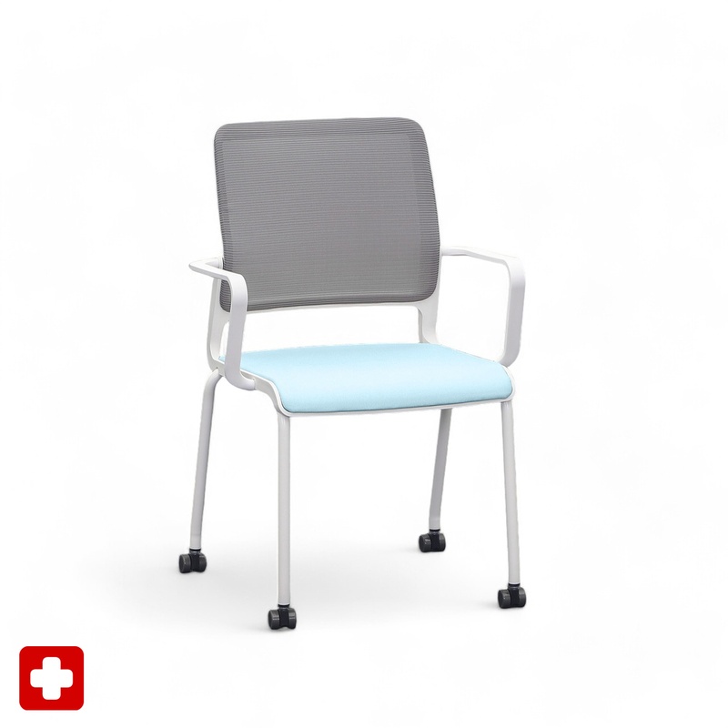 Image of 4-leg chairs Sitag SitagXilium Mesh Blue with fixed armrests, New - Perfect for office and reception