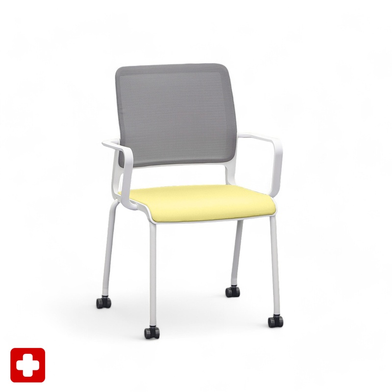 Image of 4-leg chairs Sitag SitagXilium Mesh Yellow with fixed armrests, New - Perfect for office and reception