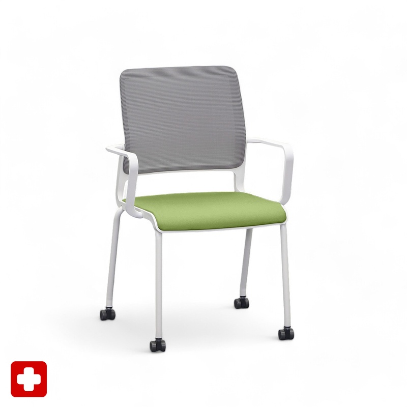Image of 4-leg chairs Sitag SitagXilium Mesh Green with fixed armrests, New - Perfect for office and reception