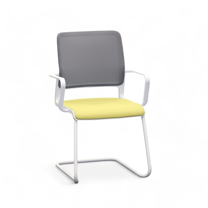Image of Cantilever Sitag SitagXilium Yellow with fixed armrests, Free swinging, New - Perfect for visitors and guests