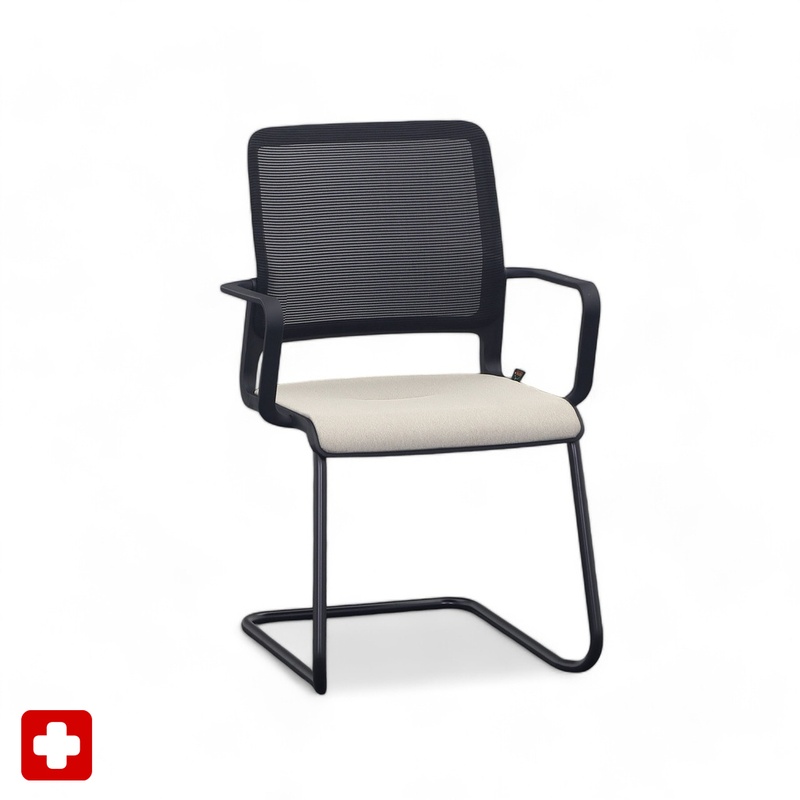 Image of Sitag SitagXilium Mesh cantilever chair Beige with fixed armrests, Free swinging, New - Perfect for visitors and guests