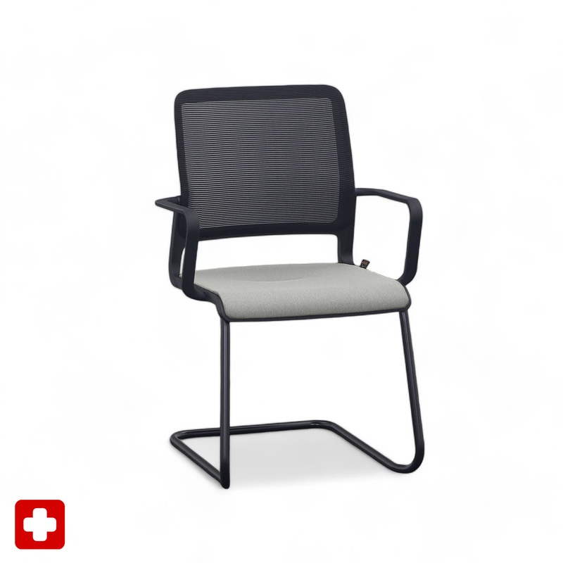 Image of Sitag SitagXilium Mesh cantilever chair Gray with fixed armrests, Free swinging, New - Perfect for visitors and guests