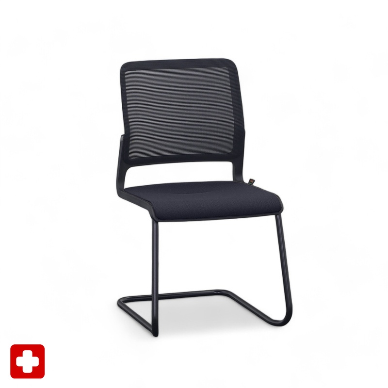 Image of Sitag SitagXilium Mesh cantilever chair Black without armrests, Free swinging, New - Perfect for visitors and guests