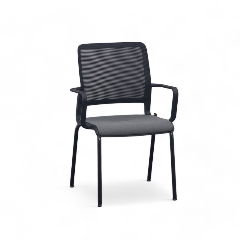 Image of Sitag SitagXilium Mesh visitor chair Black with fixed armrests, New - Perfect for office and reception