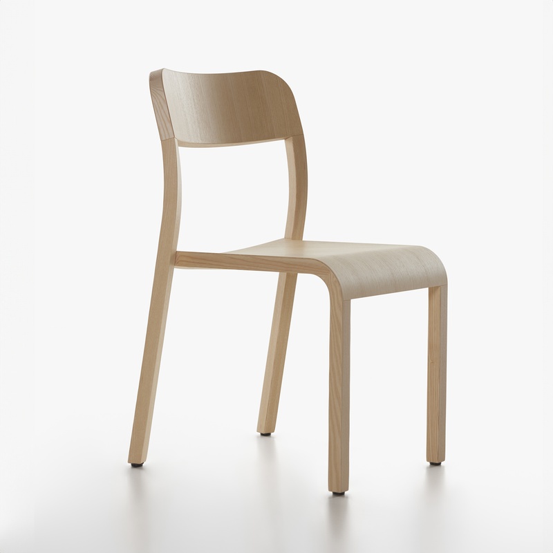 Image of Wooden chairs Plank Blocco Ash without armrests, New - Perfect for comfortable sitting