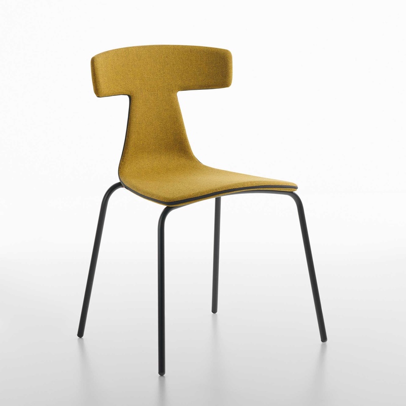 Image of 4-leg chairs Plank Remo Yellow without armrests, New - Perfect for office and reception
