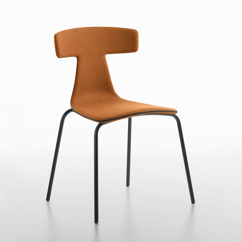 Image of 4-leg chairs Plank Remo Orange without armrests, New - Perfect for office and reception
