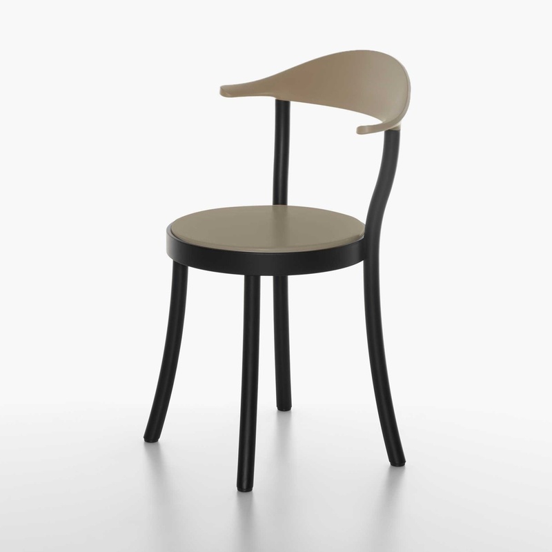 Image of Bistro chairs Plank Monza Beige/Black without armrests, New - Perfect for comfortable sitting