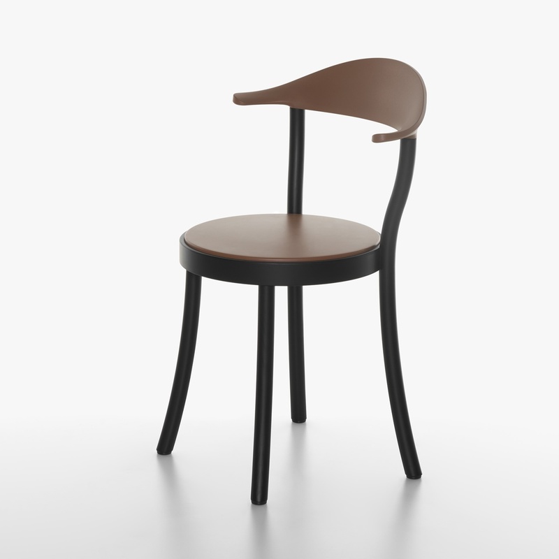 Image of Bistro chairs Plank Monza Brown/Black without armrests, New - Perfect for comfortable sitting