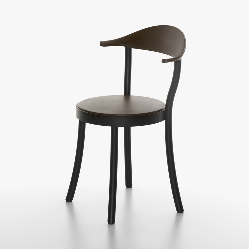 Image of Bistro chairs Plank Monza Dark brown/Black without armrests, New - Perfect for comfortable sitting