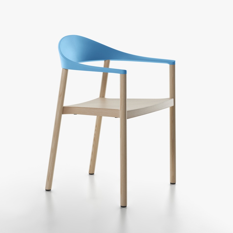 Image of Plank Monza armchairs Blue with fixed armrests, New - Perfect for office and reception