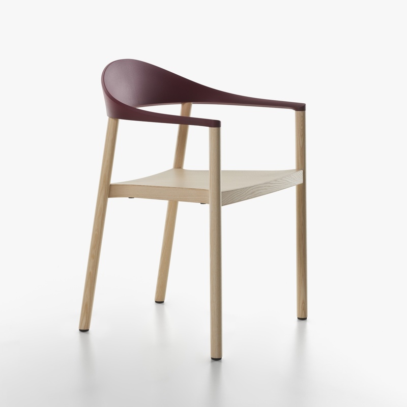 Image of Plank Monza armchairs Bordeaux with fixed armrests, New - Perfect for office and reception