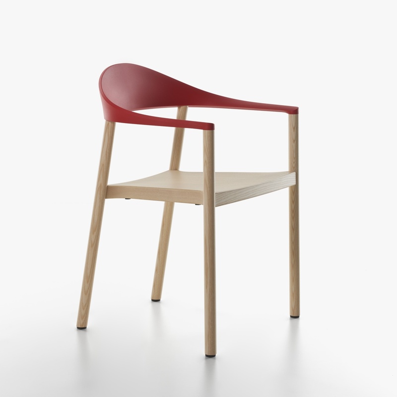 Image of Plank Monza armchairs Red with fixed armrests, New - Perfect for office and reception