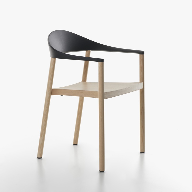 Image of Plank Monza armchairs Black with fixed armrests, New - Perfect for office and reception