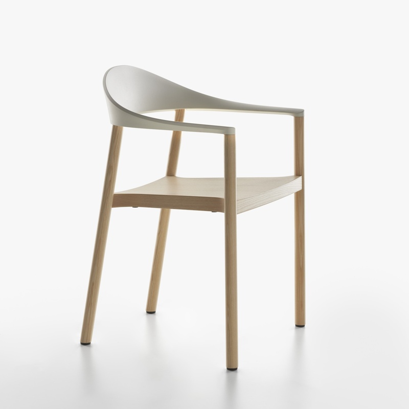 Image of Plank Monza armchairs White with fixed armrests, New - Perfect for office and reception