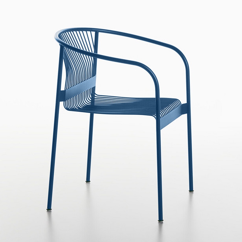 Image of Outdoor chairs Plank Velit Blue with fixed armrests, New - Perfect for office and reception