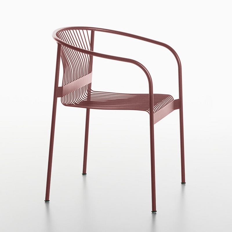 Image of Outdoor chairs Plank Velit Red with fixed armrests, New - Perfect for office and reception