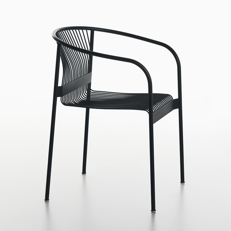 Image of Outdoor chairs Plank Velit Black with fixed armrests, New - Perfect for office and reception