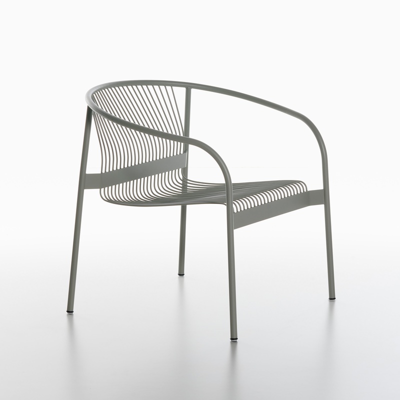 Image of Outdoor lounge chairs Plank Velit Gray with fixed armrests, New - Perfect for office and reception