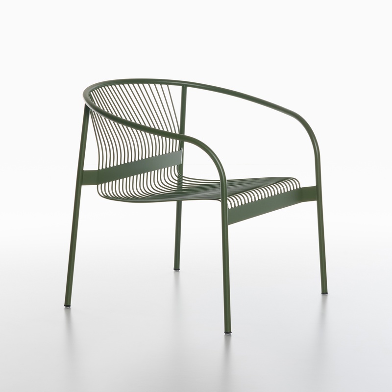 Image of Outdoor lounge chairs Plank Velit Olive green with fixed armrests, New - Perfect for office and reception