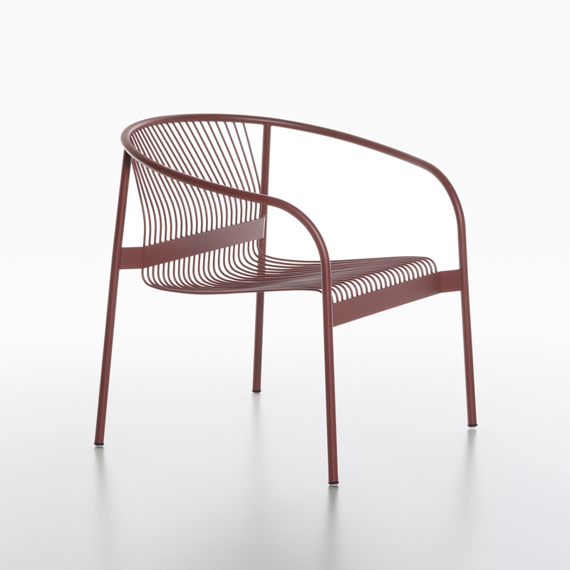 Image of Outdoor lounge chairs Plank Velit Red with fixed armrests, New - Perfect for office and reception