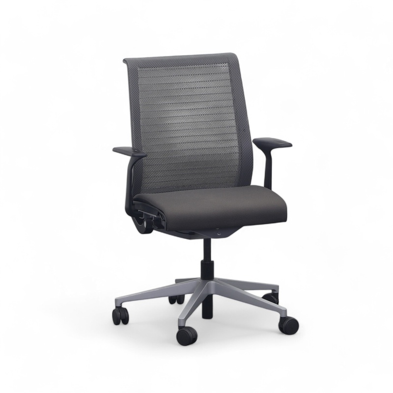 Image of Steelcase Think office swivel chair with fixed armrests, Anthracite, Normal used, Ergonomic chair - ideal for flexible working