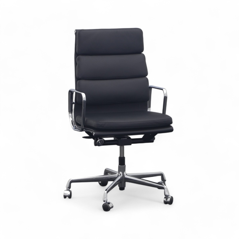 Image of Office chair Vitra Soft Pad EA 219 as good as new leather black with fixed armrests, Black, Very good, Ergonomic chair - ideal for flexible working