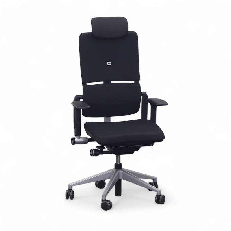 Image of Steelcase Please swivel chair with headrest with 3D armrests, Black/Silver gray, Normal used, Ergonomic chair - ideal for flexible working