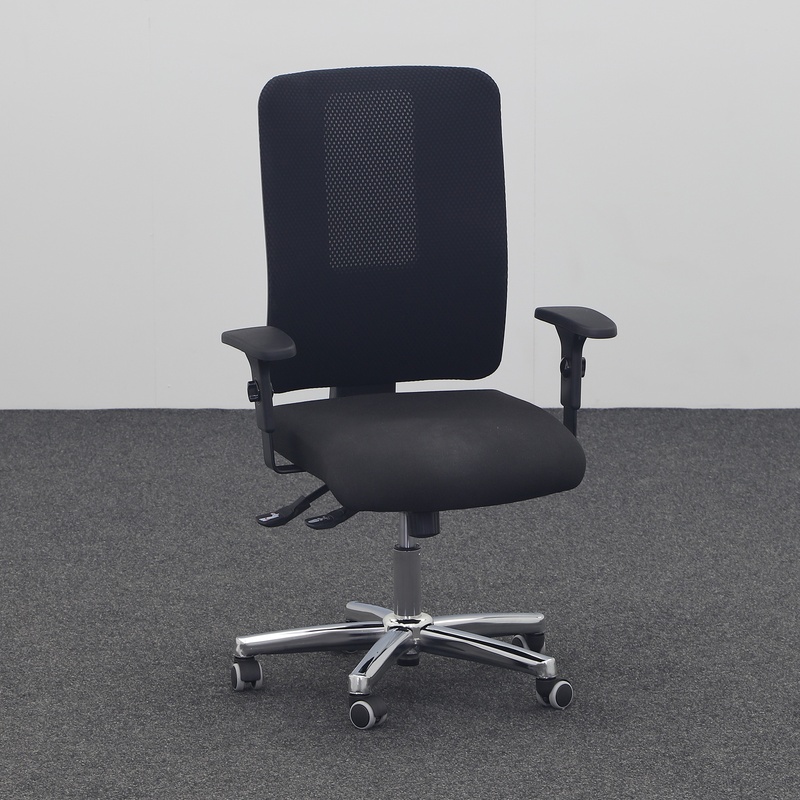 Image of Topstar Open X N office chair with 1D armrests, Black/Chrome-plated, Very good, Ergonomic chair - ideal for flexible working
