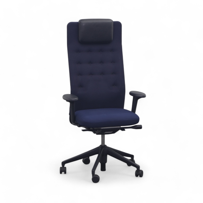 Image of Vitra office chair ID Trim L with high backrest with 2D armrests, Dark blue/Anthracite, Normal used, Ergonomic chair - ideal for flexible working