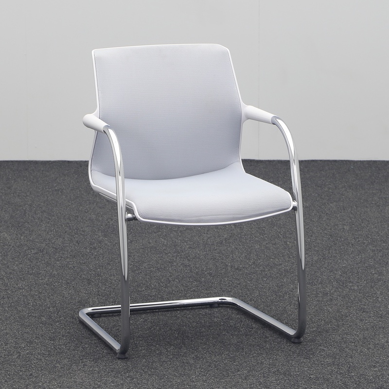Image of Cantilever Vitra Unix Chair Light gray/Chrome-plated with fixed armrests, Free swinging, Good - Perfect for visitors and guests