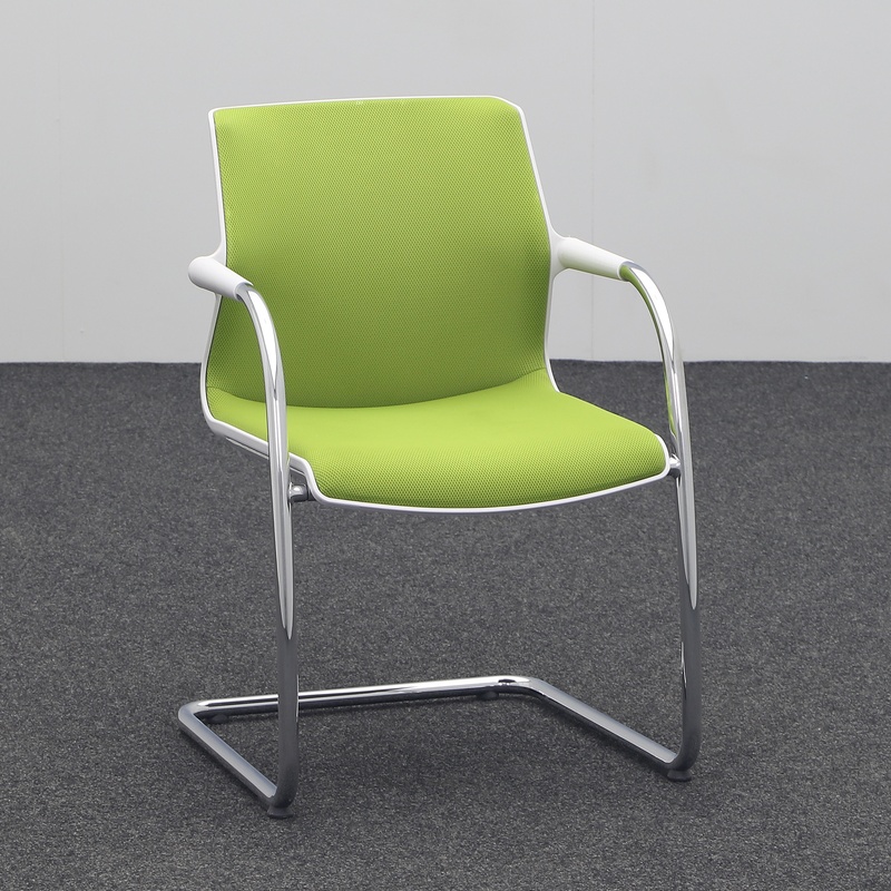 Image of Cantilever Vitra Unix Chair Green/Chrome-plated with fixed armrests, Free swinging, Good - Perfect for visitors and guests