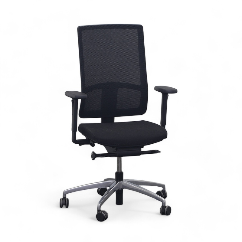 Image of Sitag SitagPoint Tec 2 Mesh swivel chair with 2D armrests, Black/Chrome-plated, Normal used, Ergonomic chair - ideal for flexible working