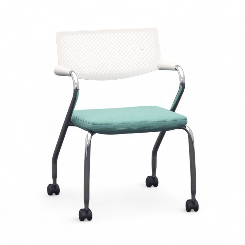 Image of Conference chair on castors Vitra Visaroll Sea Green with fixed armrests, Good - Perfect for office and reception