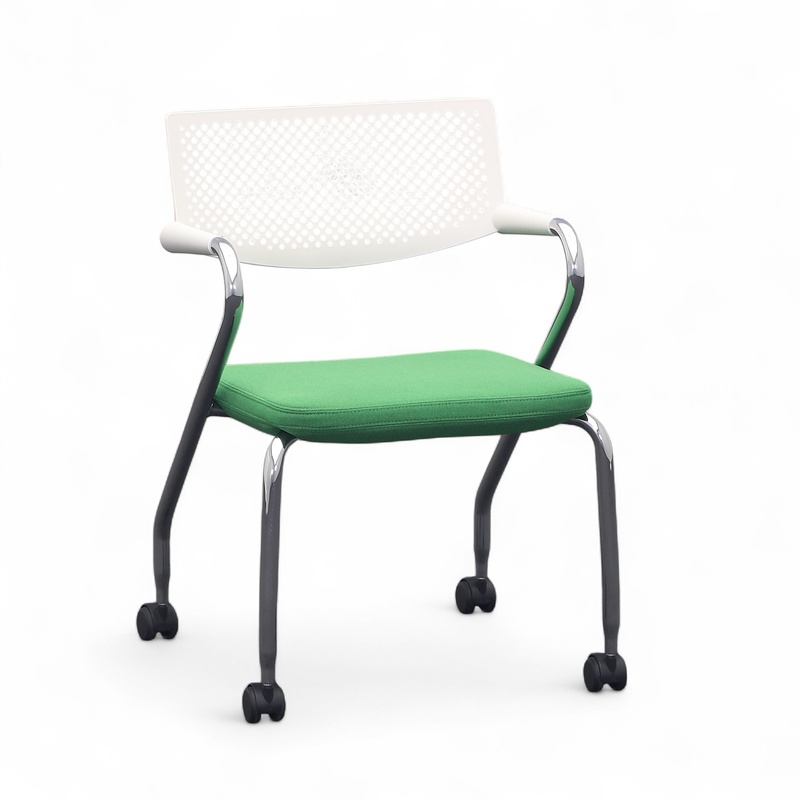Image of Conference chair on castors Vitra Visaroll Green with fixed armrests, Good - Perfect for office and reception