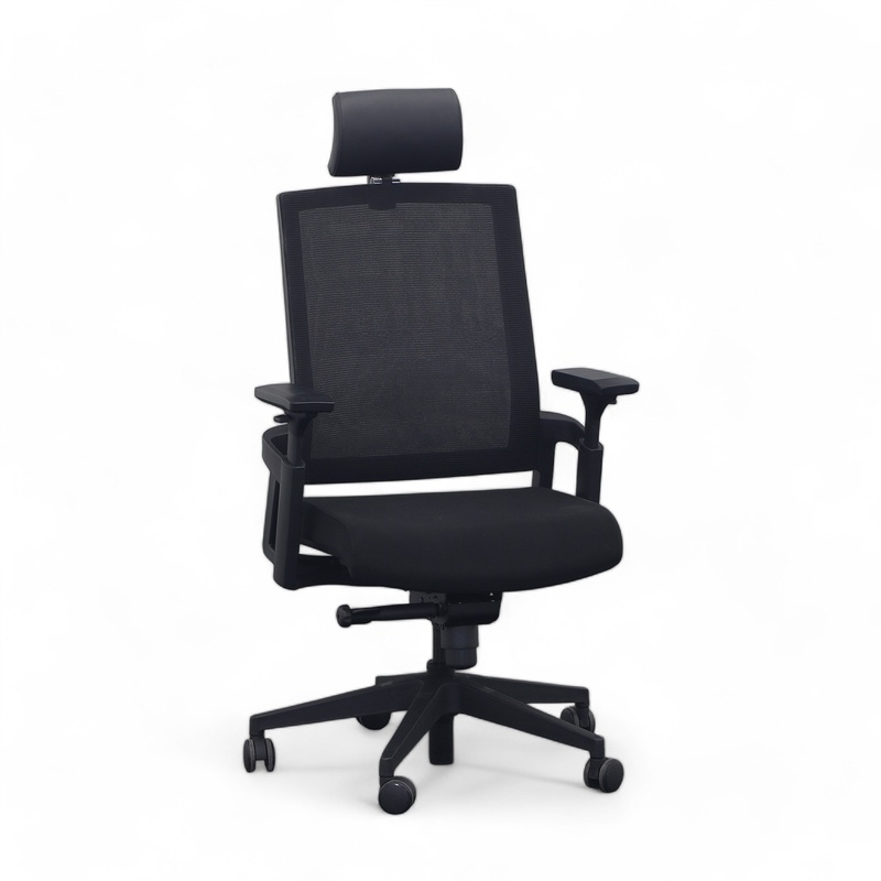Image of Amstyle Apollo A1 office chair with headrest with 3D armrests, Black/Black, Good, Ergonomic chair - ideal for flexible working