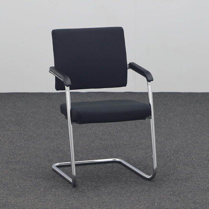 Image of Rohde & Grahl Xpendo cantilever chair Black/Chrome-plated with fixed armrests, Free swinging, Good - Perfect for visitors and guests