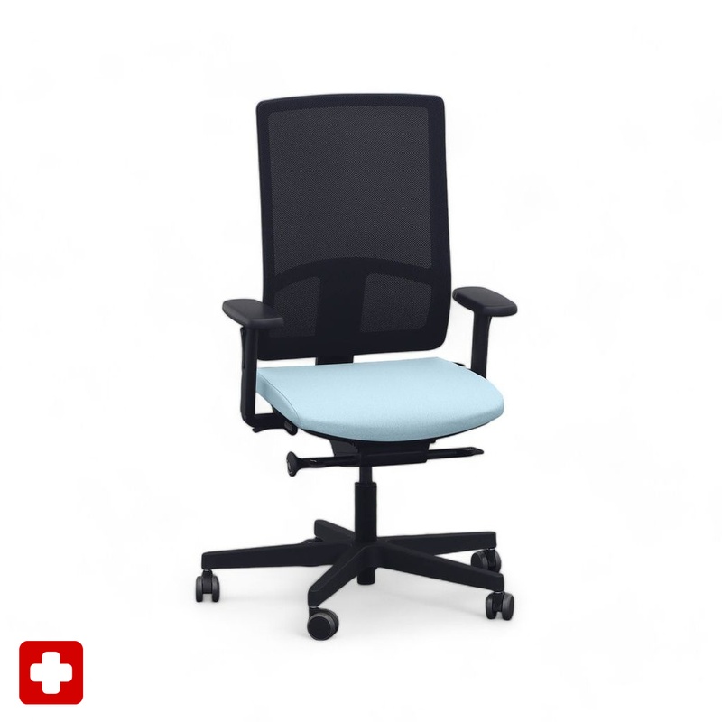Image of Office chair SitagPoint Tec 2 Mesh with 2D armrests, Blue, New, Ergonomic chair - ideal for flexible working