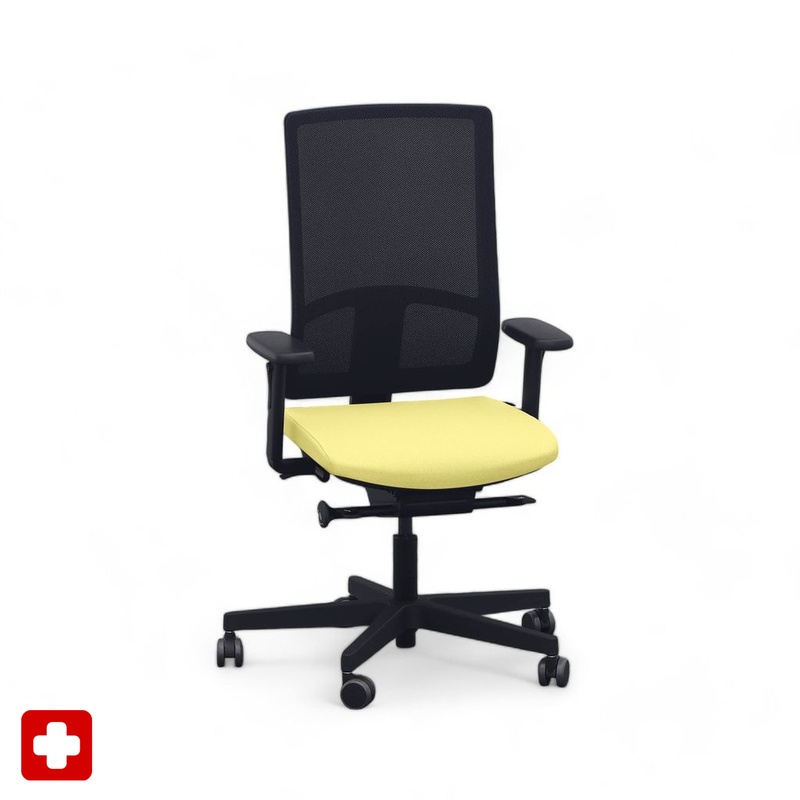 Image of Office chair SitagPoint Tec 2 Mesh with 2D armrests, Yellow, New, Ergonomic chair - ideal for flexible working