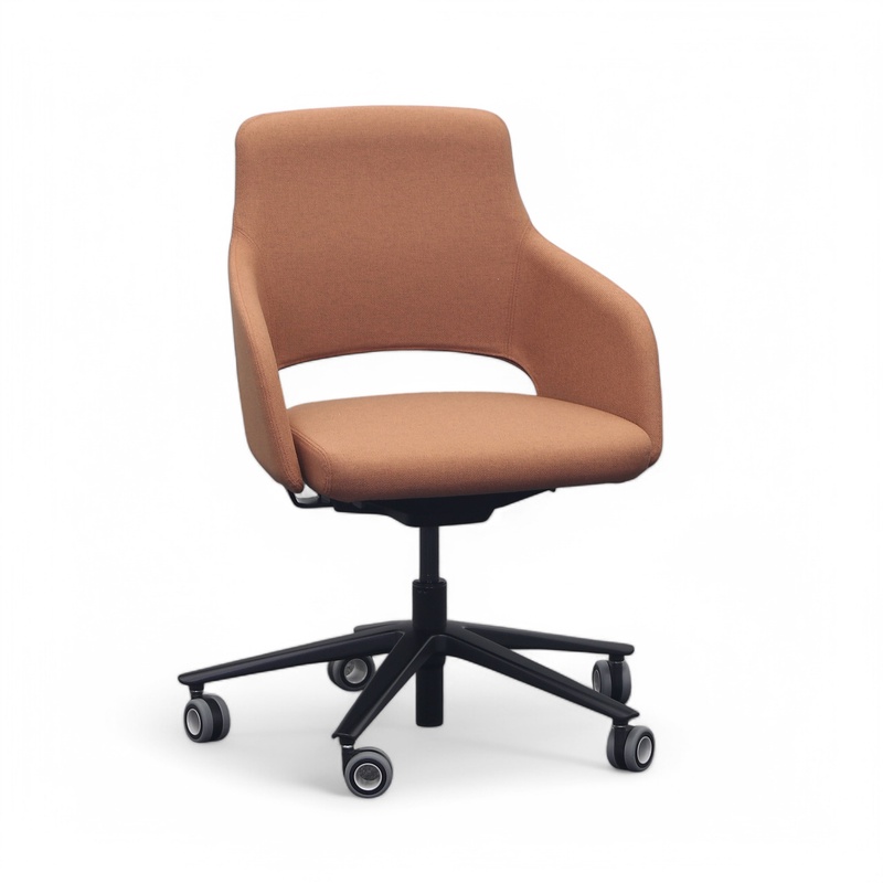 Image of Narbutas Sandie conference chair with fixed armrests, Brown/Black, New - Ergonomic & height-adjustable