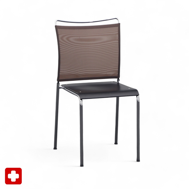 Image of Bistro chair Satu Dietiker Switzerland Brown/Chrome-plated without armrests, Normal used - Perfect for comfortable sitting