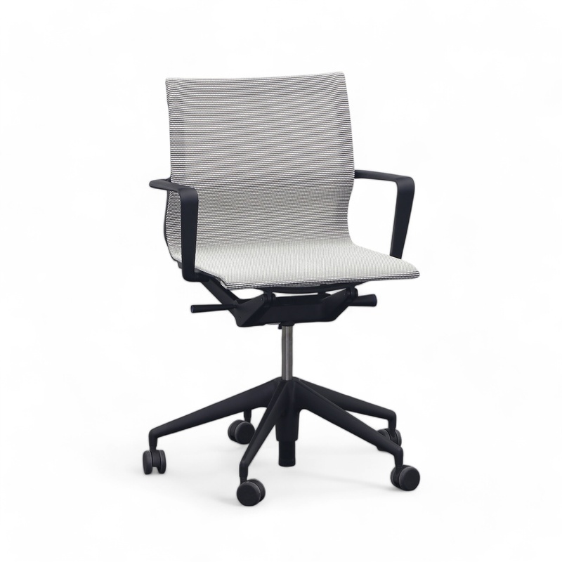 Image of Office swivel chair Vitra with fixed armrests, White/Black, Good, Ergonomic chair - ideal for flexible working