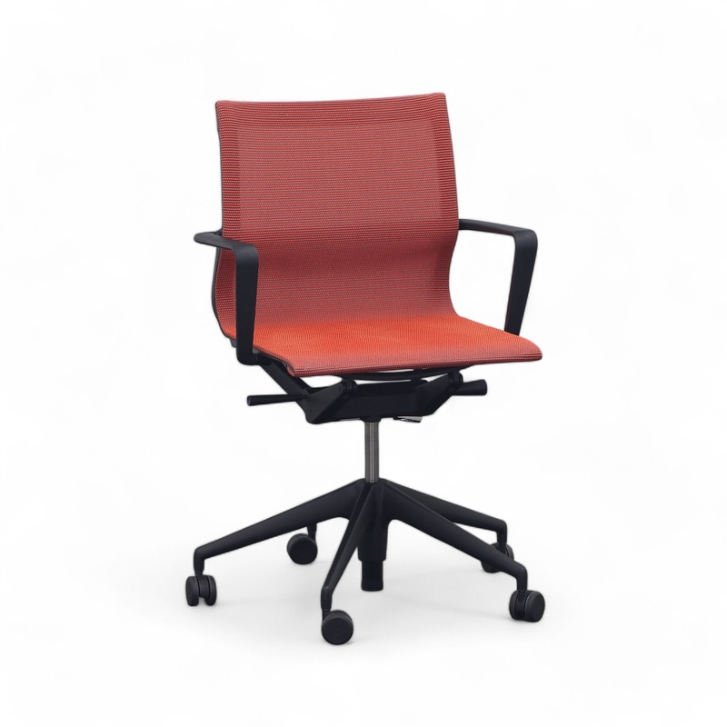 Image of Office swivel chair Vitra with fixed armrests, Red/Black, Good, Ergonomic chair - ideal for flexible working