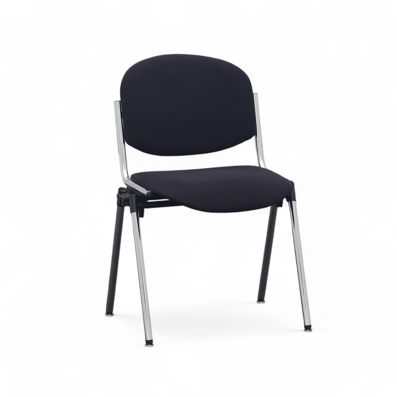 Image of Brune Sitdown stacking chair Black/Chrome-plated without armrests, Normal used - Perfect for office and reception