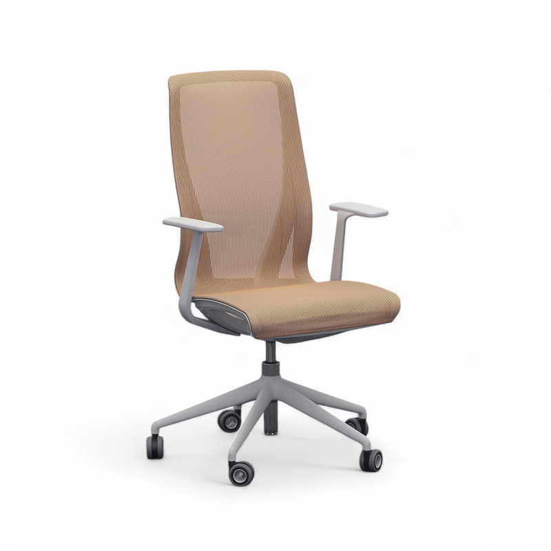 Image of Narbutas D-Chair office chair with fixed armrests, Orange/Light gray, Very good, Ergonomic chair - ideal for flexible working