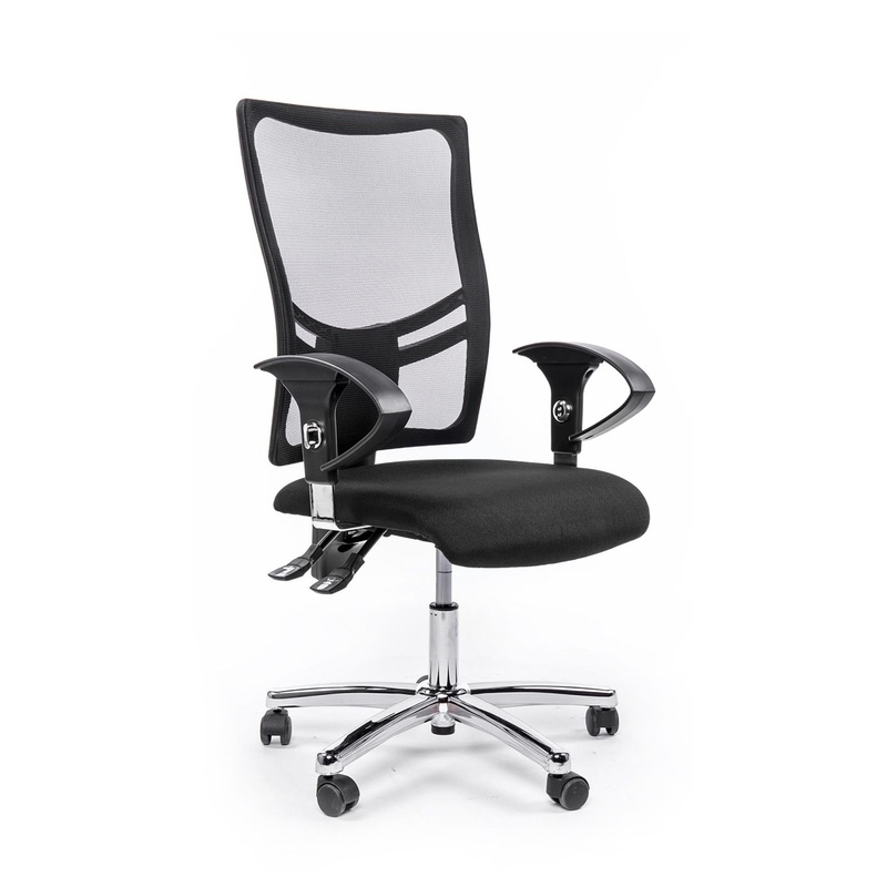 Image of Office chair Topstar Net Point 10 with 1D armrests, Black/Chrome-plated, New, Ergonomic chair - ideal for flexible working