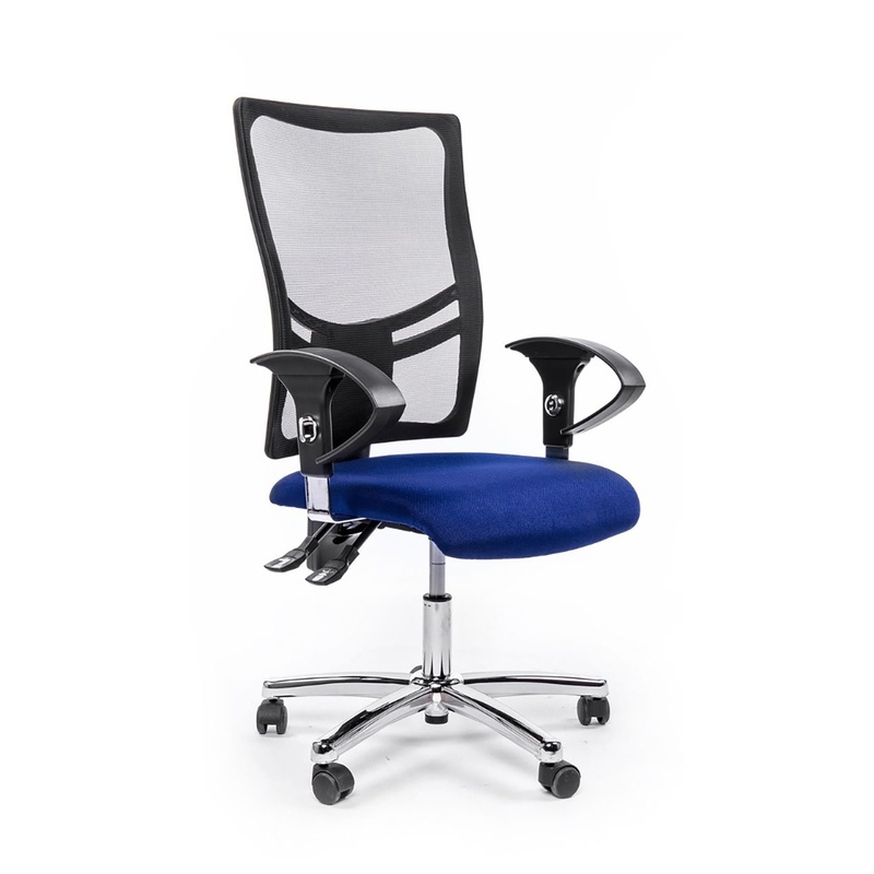 Image of Office chair Topstar Net Point 10 with 1D armrests, Blue/Chrome-plated, New, Ergonomic chair - ideal for flexible working