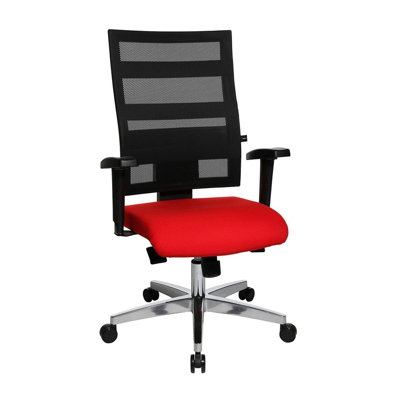 Image of Office chair Topstar X-Pander with 1D armrests, Red/Chrome-plated, New, Ergonomic chair - ideal for flexible working
