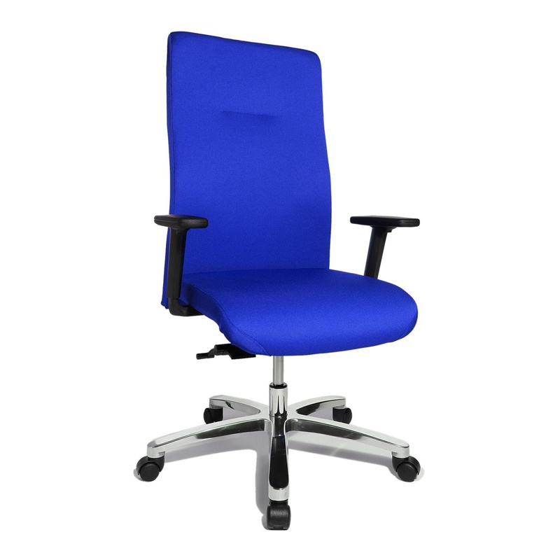 Office chair Topstar Big Star 20 with 2D armrests, Blue/Chrome-plated, New, Ergonomic chair - ideal for flexible working